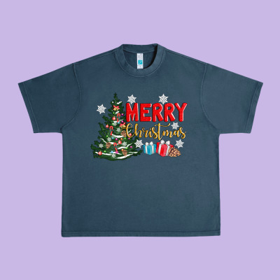 Merry Christmas Tree Urban Heavy Tee Designed By Adodesignshop