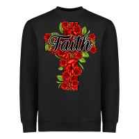 Black faith floral cross Heavyweight Sweatshirt - NancyCooperArtShop