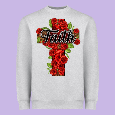Faith Floral Cross Heavyweight Sweatshirt Designed By Nancycooperartshop