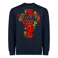 Navy faith floral cross Heavyweight Sweatshirt - NancyCooperArtShop