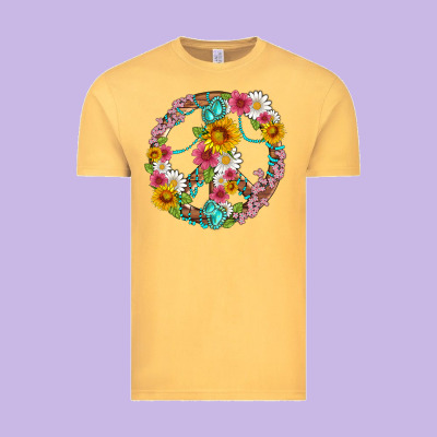 Floral Peace Sign With Gemstone Vintage Tee Designed By Artiststas