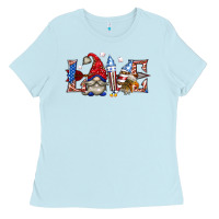 Baby Blue love 4th july with gnome billie wilder Ladies Tee - texasbilliewilder