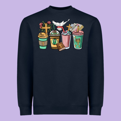 Faith Coffee Cups Heavyweight Sweatshirt Designed By Nancycooperartshop