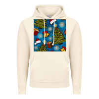 Vintage Artic christmas trees and bells seamless pattern Vintage Hoodie - BundleAndBundleShop
