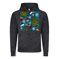 Vintage Black christmas trees and bells seamless pattern Vintage Hoodie - BundleAndBundleShop