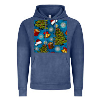 Vintage Denim christmas trees and bells seamless pattern Vintage Hoodie - BundleAndBundleShop