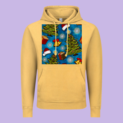 Christmas Trees And Bells Seamless Pattern Vintage Hoodie Designed By Bundleandbundleshop