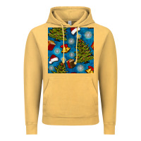 Vintage Mustard christmas trees and bells seamless pattern Vintage Hoodie - BundleAndBundleShop