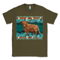 Army Green turquoises gemstones cowhide highland cow Classic Tee - BarkalooDesign