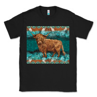Black turquoises gemstones cowhide highland cow Classic Tee - BarkalooDesign