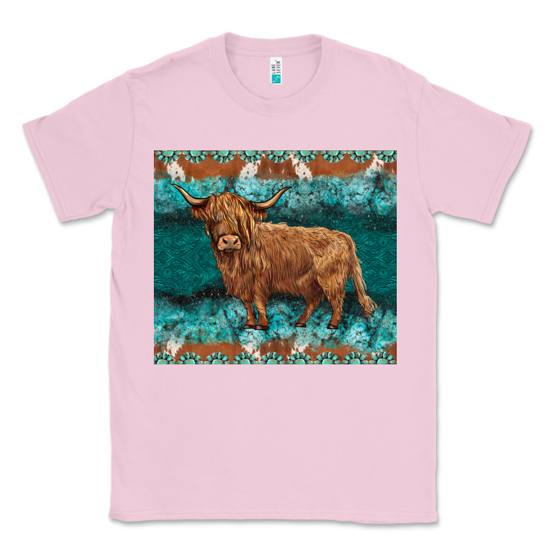 Turquoises Gemstones Cowhide Highland Cow Classic Tee by BarkalooDesign | Teevron