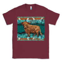 Burgundy turquoises gemstones cowhide highland cow Classic Tee - BarkalooDesign