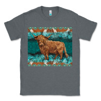 Charcoal Heather turquoises gemstones cowhide highland cow Classic Tee - BarkalooDesign