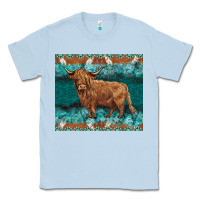 Dusty Blue turquoises gemstones cowhide highland cow Classic Tee - BarkalooDesign