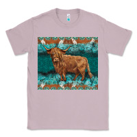 Lilac turquoises gemstones cowhide highland cow Classic Tee - BarkalooDesign