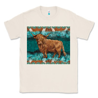 Natural turquoises gemstones cowhide highland cow Classic Tee - BarkalooDesign