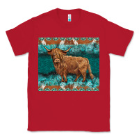 Red turquoises gemstones cowhide highland cow Classic Tee - BarkalooDesign