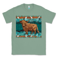 Sage turquoises gemstones cowhide highland cow Classic Tee - BarkalooDesign