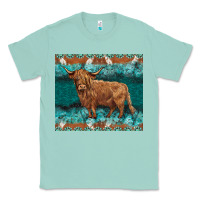 Seafoam turquoises gemstones cowhide highland cow Classic Tee - BarkalooDesign