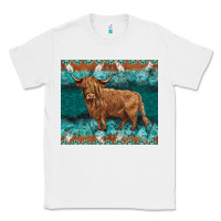 White turquoises gemstones cowhide highland cow Classic Tee - BarkalooDesign
