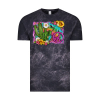 Cloud Black cactus peace sign flowers and tie dye Vintage Tee - Artiststas
