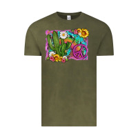 Vintage Olive cactus peace sign flowers and tie dye Vintage Tee - Artiststas