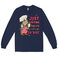 Navy waiting for my sourdough to rise Long Sleeve Tee - MaliasSmallBusiness