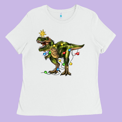 Tree Rex Christmas Ladies Tee Designed By Zillion Design Studio