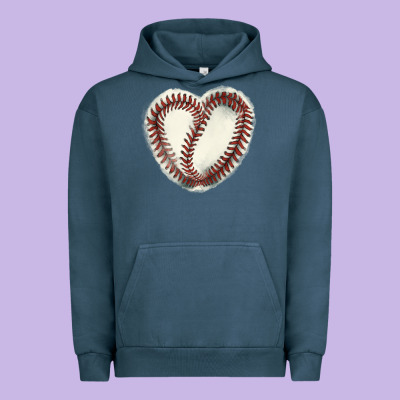 Baseball Ball Heart Urban Hoodie Designed By Howdyjamesfarm