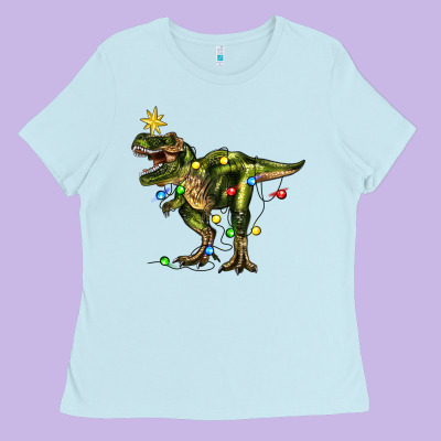 Tree Rex Christmas Ladies Tee Designed By Zillion Design Studio