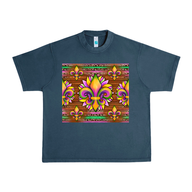 Mardi Gras Sunflowers Fleur, De Lis Glitter Leopard Background Urban Heavy Tee by Artiststas | Teevron