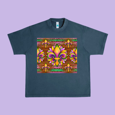 Mardi Gras Sunflowers Fleur, De Lis Glitter Leopard Background Urban Heavy Tee Designed By Artiststas
