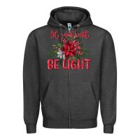 Charcoal Heather Let your heart be light Zipper Hoodie - MaliasSmallBusiness