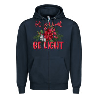 Navy Let your heart be light Zipper Hoodie - MaliasSmallBusiness