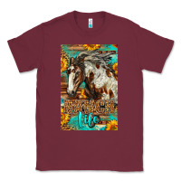 Burgundy Western Ranch Life Mustang Horse Classic Tee - LillyAllenDesigns