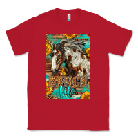 Red Western Ranch Life Mustang Horse Classic Tee - LillyAllenDesigns