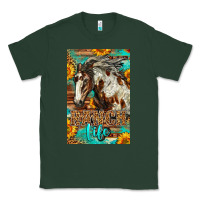 Sports Green Western Ranch Life Mustang Horse Classic Tee - LillyAllenDesigns