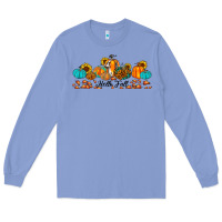 Colony Blue hello fall pumpkin sunflower Long Sleeve Tee - JahusDesignShop