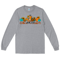 Heather Grey hello fall pumpkin sunflower Long Sleeve Tee - JahusDesignShop