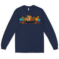 Navy hello fall pumpkin sunflower Long Sleeve Tee - JahusDesignShop
