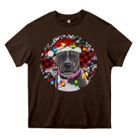 Chocolate Brown pitbull and buffalo plaid Heavy Core Tee - RanaPortraitStore