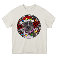 Cream pitbull and buffalo plaid Heavy Core Tee - RanaPortraitStore