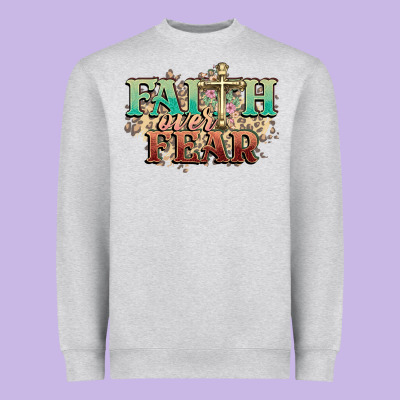 Faith Over Fear Cross Heavyweight Sweatshirt Designed By Nancycooperartshop