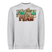 Heather Grey faith over fear cross Heavyweight Sweatshirt - NancyCooperArtShop