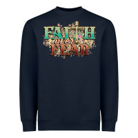 Navy faith over fear cross Heavyweight Sweatshirt - NancyCooperArtShop
