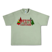 Oil Green merry christmas glitter plaid trees Urban Heavy Tee - AdoDesignShop