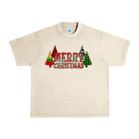Sandshell merry christmas glitter plaid trees Urban Heavy Tee - AdoDesignShop