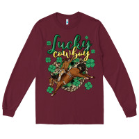 Burgundy lucky cowboy Long Sleeve Tee - MaliasSmallBusiness