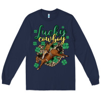 Navy lucky cowboy Long Sleeve Tee - MaliasSmallBusiness