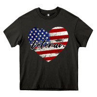 Asphalt veteran heart american flag Heavy Core Tee - BarkalooDesign
